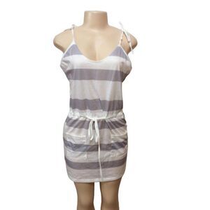 WOMEN Striped  Jumper M Gray And White